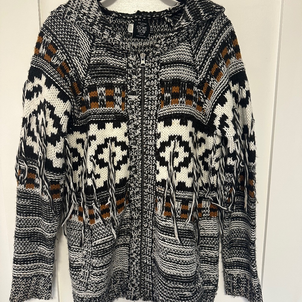 Volcom fringe cardigan sweater western